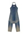 Diesel Washed Out Halter Neck Sleeveless Jumpsuit In Blue