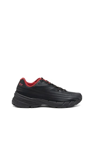 Diesel D-airspeed Low-sneaker A Righe In Ripstop Coated In Black