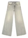 Diesel Wide Leg Frayed Hem Trousers In Neutral