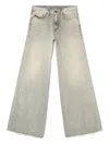 Diesel High-waisted Wide-leg Jeans With Faded Finish In Gray