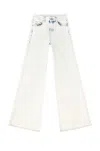 Diesel D-akemi L.32 Wide-leg High-waisted Denim Pants In White