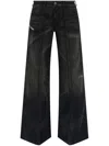Diesel D-akii 068hn Flared Bootcut Jeans In Black