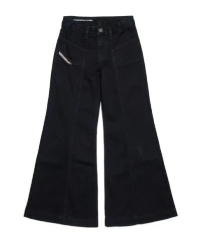 Diesel Kids' D-akii Flared-leg Jeans In Black