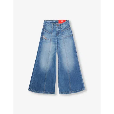 Diesel Kids' D-akii-j Wide-leg Denim Jeans 8-16 Years Dark Blue Indigo