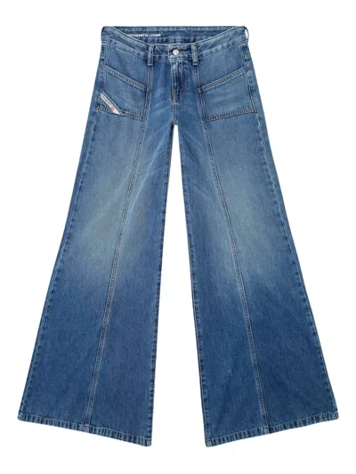 Diesel D-akii Wide-leg Denim Jeans In Blue
