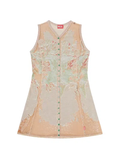 Diesel D-alfio Abstract-pattern Mini Dress In Multi
