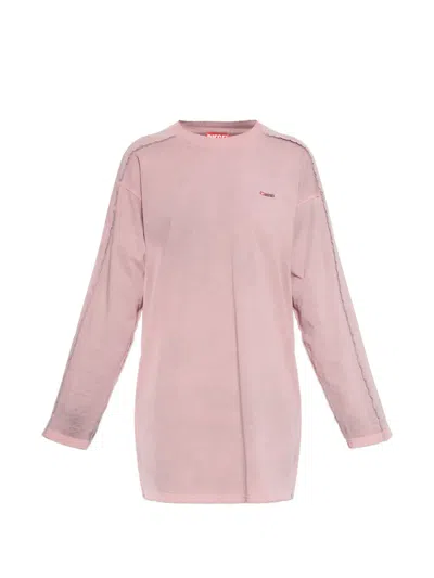 Diesel D Aliene Knit Mini Dress Crew Neck In Pink