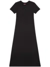 Diesel Cut-out Detail Cotton Flared Dress In Black