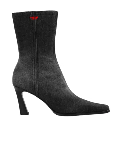 Diesel Black D-allas Denim Boots In T8013