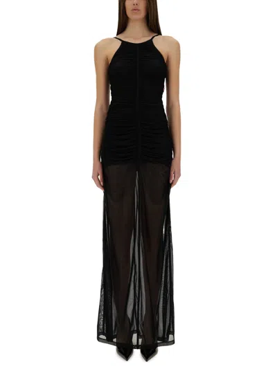 Diesel Multicolor Chiffon Maxi Dress In Black