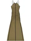Diesel Adjustable Spaghetti Straps Maxi Dress In Green