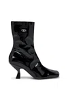 Diesel D-amber-ankle Boots In Patent Stretch Pu In Black