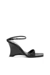 Diesel D-amber-wedge Sandals In Lizard-effect Leather In Black