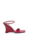 Diesel D-amber-wedge Sandals In Lizard-effect Leather In Pink