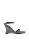Diesel D-amber-wedge Sandals In Lurex Fabric In Gray