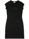 Diesel Abito Corto Con Dettaglio Oval D Cut Out In Cotone Stretch Nero Donna