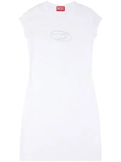 Diesel D-angiel Cotton Mini Dress In White