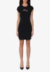 Diesel Abito Corto Con Dettaglio Oval D Cut Out In Cotone Stretch Nero Donna In Black