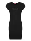 Diesel Abito Corto Con Dettaglio Oval D Cut Out In Cotone Stretch Nero Donna