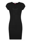 Diesel Abito Corto Con Dettaglio Oval D Cut Out In Cotone Stretch Nero Donna