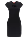Diesel Abito Corto Con Dettaglio Oval D Cut Out In Cotone Stretch Nero Donna