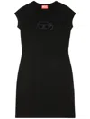 Diesel Abito Corto Con Dettaglio Oval D Cut Out In Cotone Stretch Nero Donna