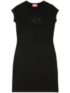 Diesel Abito Corto Con Dettaglio Oval D Cut Out In Cotone Stretch Nero Donna In Black