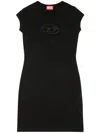 Diesel Abito Corto Con Dettaglio Oval D Cut Out In Cotone Stretch Nero Donna In Black