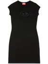 Diesel Abito Corto Con Dettaglio Oval D Cut Out In Cotone Stretch Nero Donna In Black