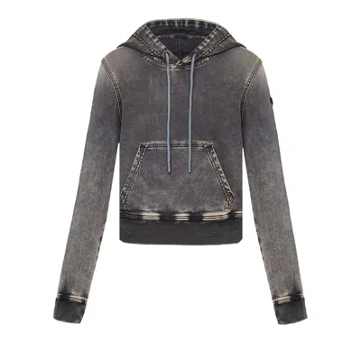 Pre-owned Diesel D-angy-hood Track Cropped Denim Hoodie 'black' | Women's Size S