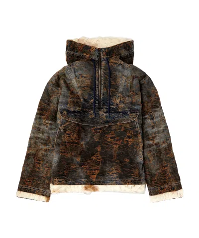 Diesel D-arak-fsf Coated Jacquard Denim Jacket In Black