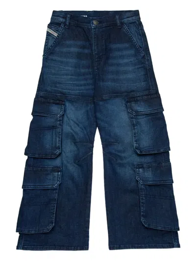 Diesel Kids' D-argjx Cargo Jeans In Blue