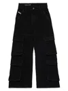 Diesel Stretch Cotton Cargo Jeans In Black