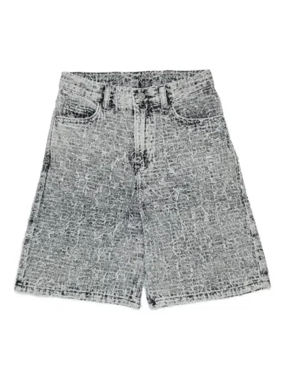 Diesel Kids' D-argjx-short-j Frayed Denim Shorts In Gray