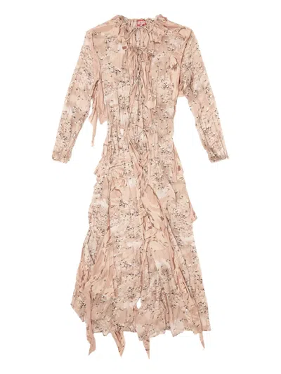 DIESEL D-AZZLING-R1 RUFFLED PRINT MAXI DRESS