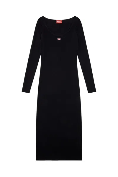 Diesel D-ballet-d Ribbed Maxi Dress In Black