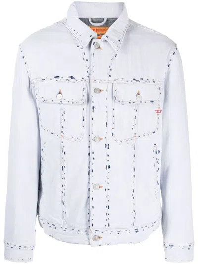 Diesel White D-barcy Fsc1 Denim Jacket In Blue