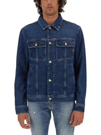 Diesel D Barcy Logo Embroidered Denim Jacket In Blue