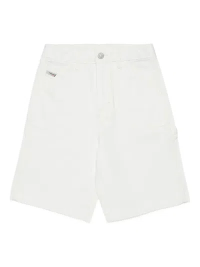 Diesel D-bart Appliqué Logo Denim Shorts In White