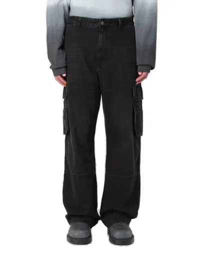 Diesel D-fish-cargo Wide-leg Jeans In Black