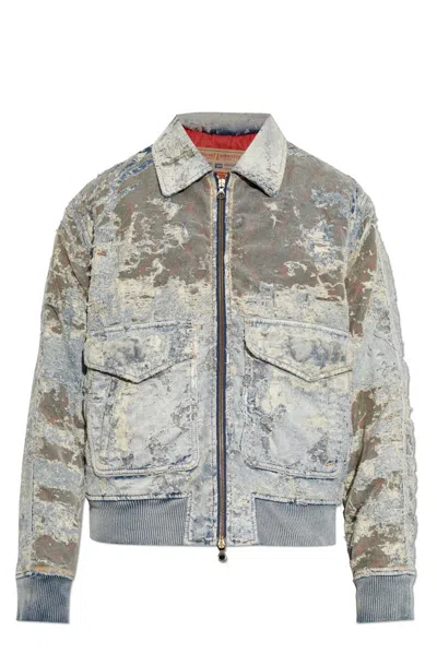 Diesel Gray D-muddy-fsf Denim Jacket In Blue