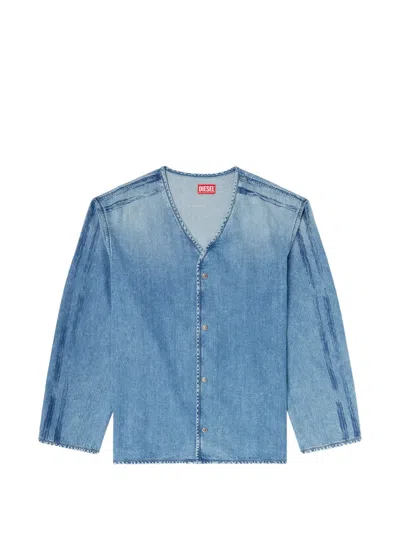 Diesel D-cadi-s V-neck Shirt In Blue