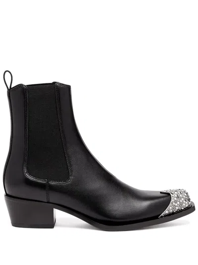 Diesel D-calamity Leather Boots In Black