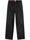 Diesel D-chino-work Coated Straight-leg Jeans In Black