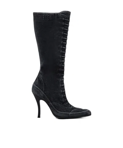 Diesel D-cloud Hbt Cotton Boots In Black
