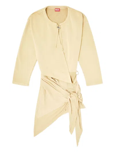Diesel D-creed Drawstring Wrap Dress In Neutral