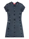 Diesel Knee Length Denim Dress With Contrast Stitching In Gray