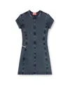 Diesel Knee Length Denim Dress With Contrast Stitching In Gray