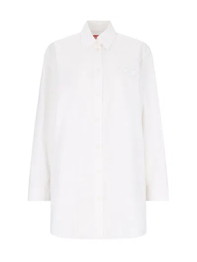 Diesel 'd-dalis' Mini Shirt Dress In White