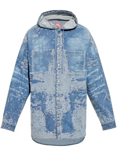 Diesel D-dewny-hood Shirt In Blue